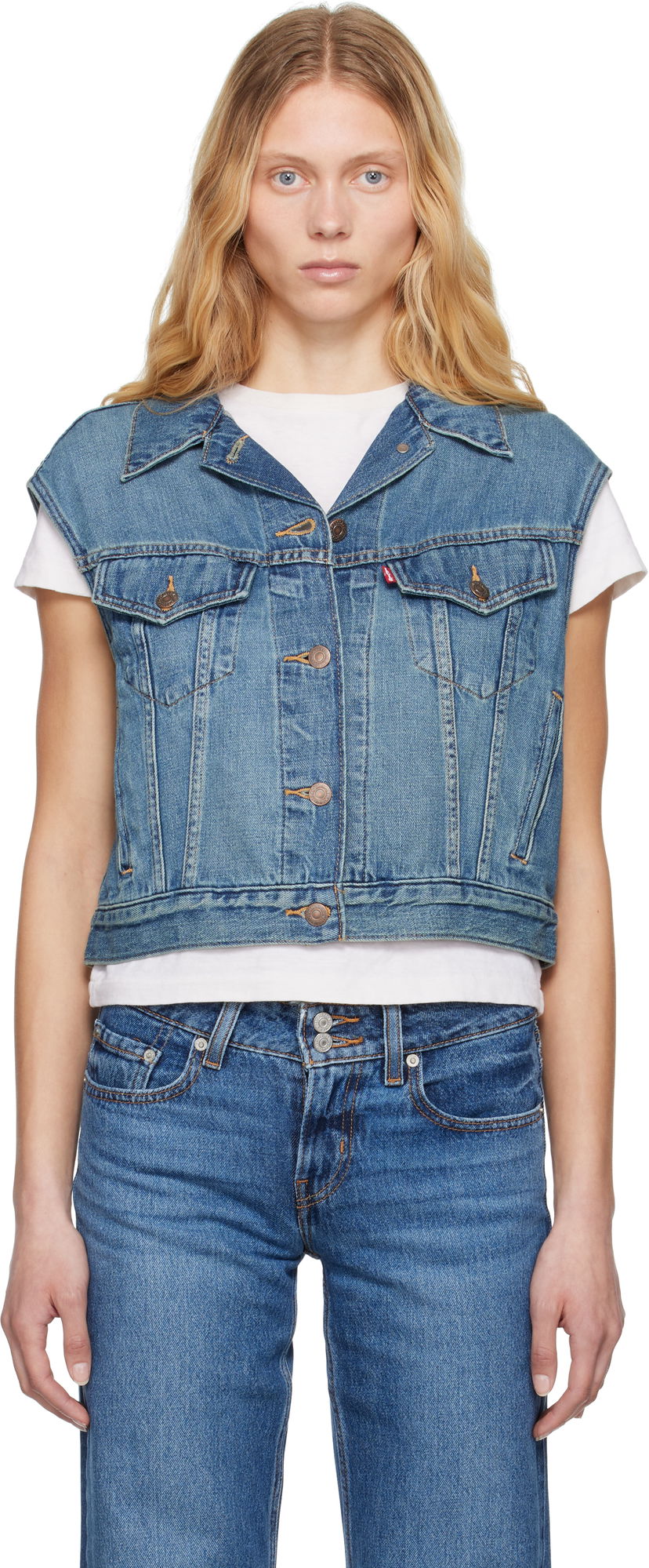 Telovnik Levi's Levi's Shrunken '90s Lightweight Denim Vest Modra | 001W2-0001