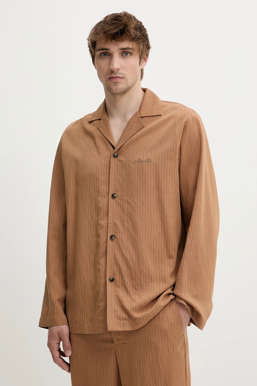 Srajce Nanushka Nanushka SHAUN Relaxed Fit Shirt Rjava | NM25SSTP11575