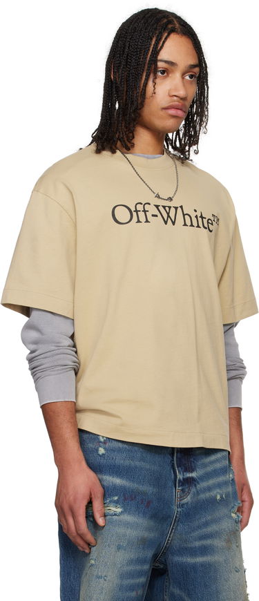Majica Off-White Off-White Big Bookish Skate Short Sleeve T-Shirt Bež | OMAA120S25JER00K6110, 4