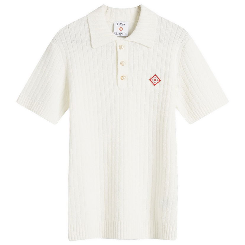 Polo majica Casablanca Boucle Polo Shirt Bela | MPS25-KW-780-01