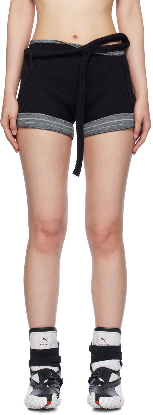Kratke hlače Ottolinger Ottolinger Ribbed Tie-Waist Shorts Črna | 708502