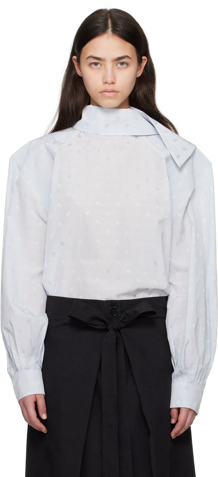 Srajce Marni Marni Viscose Jacquard Balloon Blouse Modra | TTMA0381A0 UTVA48