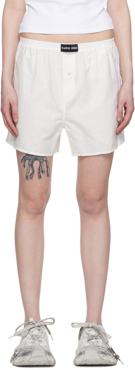 Kratke hlače Marine Serre Patch Shorts Bela | USH002