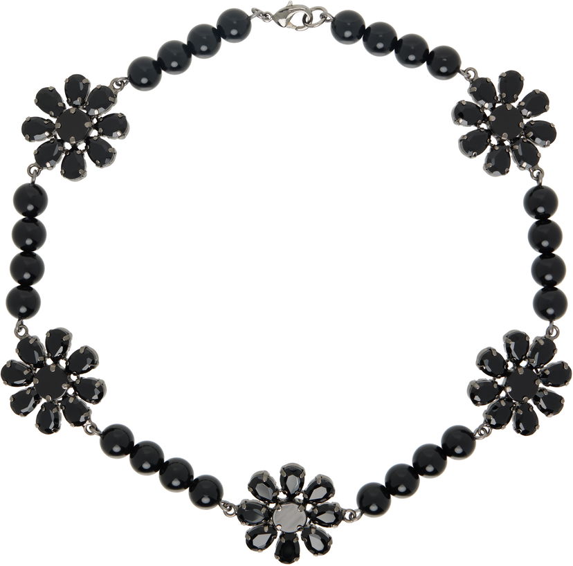 Ogrlica Charles Jeffrey Loverboy Charles Jeffrey LOVERBOY Beaded Daisy Necklace Črna | 54140601