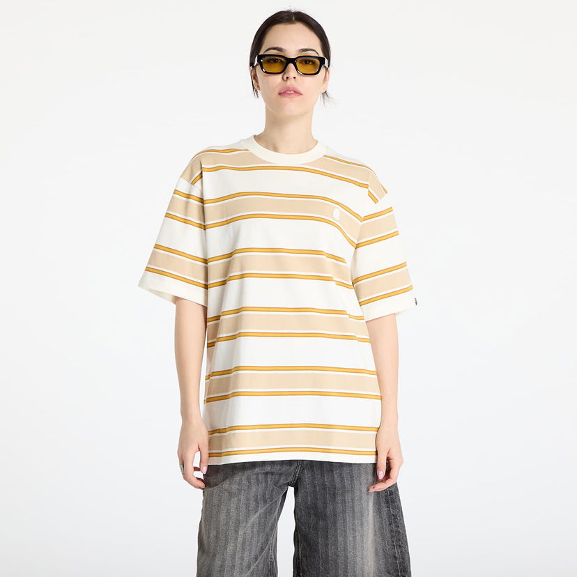 Majica BAPE A BATHING APE One Point Strip Relaxed Fit T-Shirt Bež | 001CSL301305MIVY