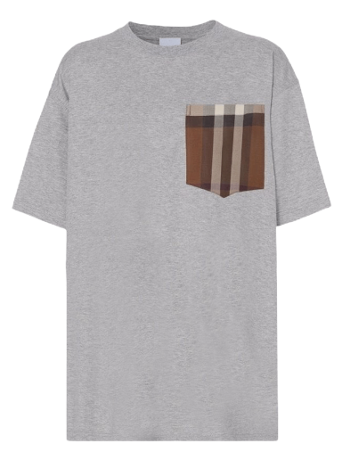 Majica Burberry Check Print Pocket Tee Siva | 8048923