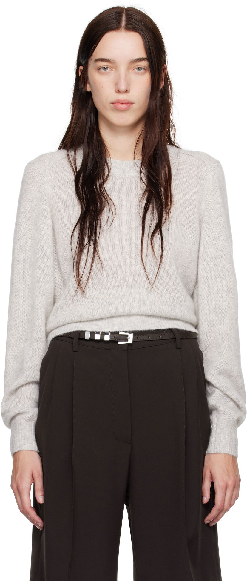 Pleteni pulover ISABEL MARANT Sweater Crewneck Siva | PU0558FA-B3L01I