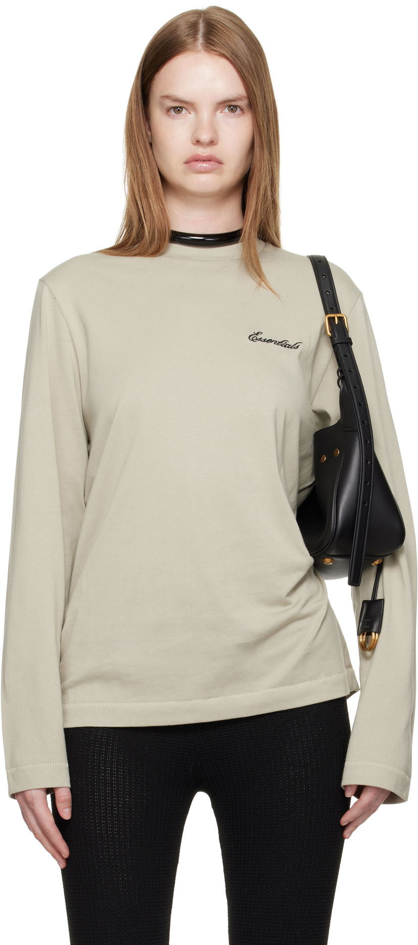 Majica Fear of God ESSENTIALS Classic Fit Long Sleeve T-shirt Bež | 125SP255886FW