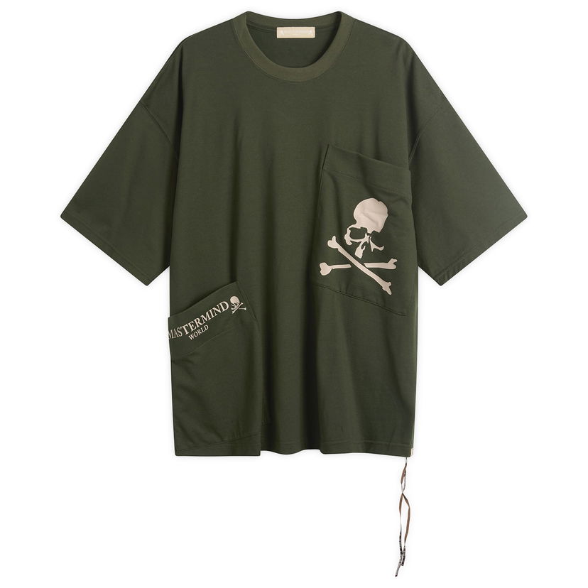 Majica Mastermind WORLD MASTERMIND WORLD Multi Pocket Skull and Crossbones Short Sleeve T-Shirt Size Large Zelena | MW25S15-TS025-012OLV
