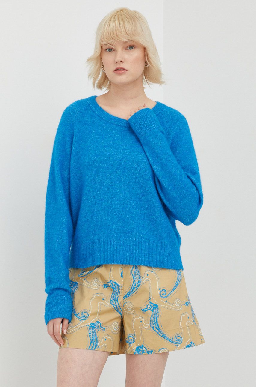 Pleteni pulover Samsoe Samsoe Nor On Cropped Jumper Modra | F00022152, 0