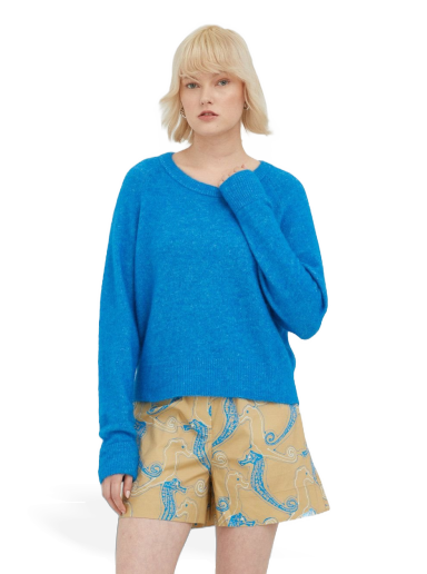 Pleteni pulover Samsoe Samsoe Nor On Cropped Jumper Modra | F00022152