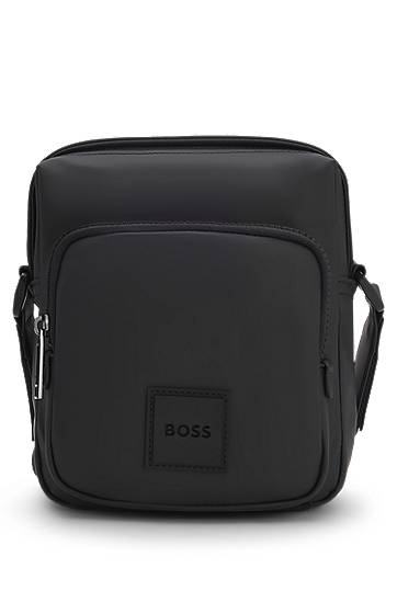 Torba za čez ramo BOSS Coated Fabric Reporter Bag with Logo Patch Črna | 50548183