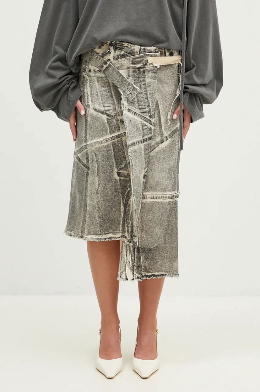 Krila Ottolinger Ottolinger Denim Wrap Mini A-Line Skirt Siva | 1170404921