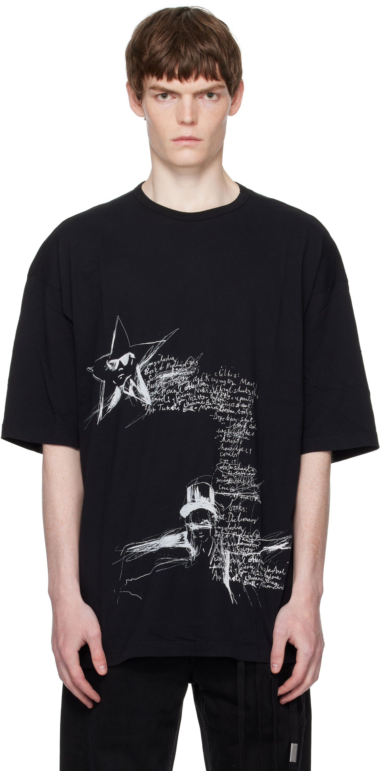 Majica Ann Demeulemeester Ann Demeulemeester Dieter Sketchbook Graphic T-Shirt Črna | B0012878-FA206-099, 0