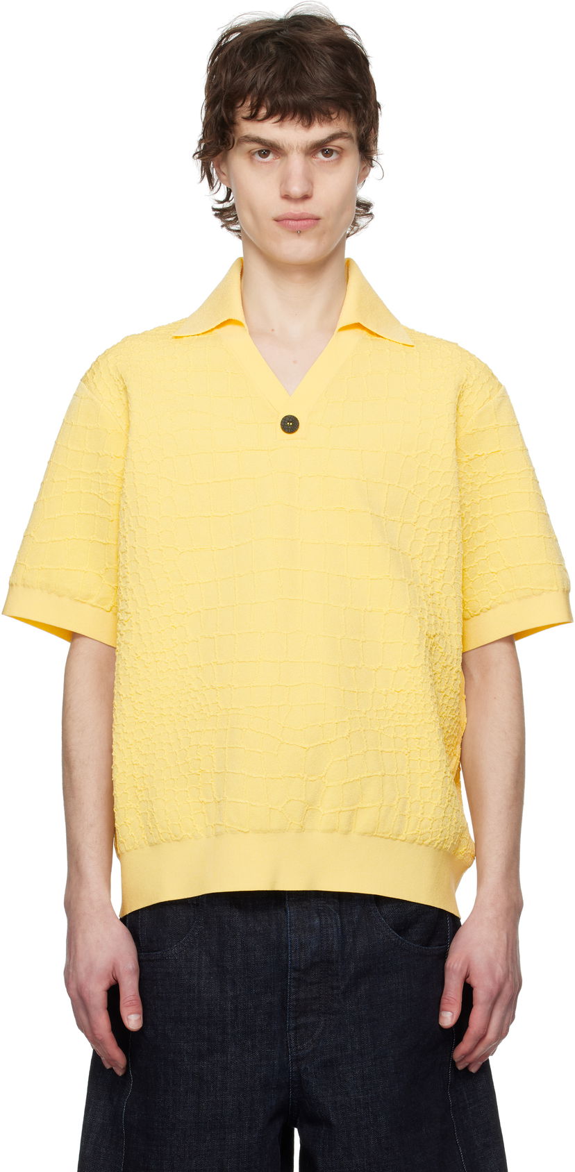 Pleteni pulover Jacquemus Jacquemus La Croisière 'The Scala' Polo Rumena | 25E255KN527-2429