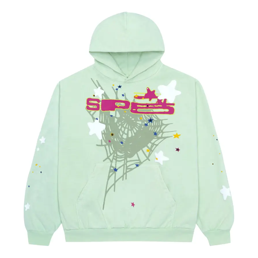 Pulover Sp5der Sp5der Web Hoodie Zelena | SP5-LIME-HD