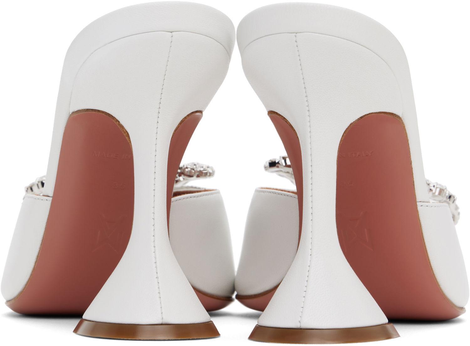 Modni dodatki Amina Muaddi Amina Muaddi Rosie Slipper Heeled Sandals Bela | ROSIE SLIPPER NAPPA, 1