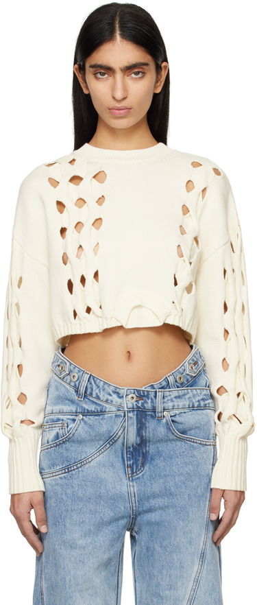 Pleteni pulover Feng Chen Wang Feng Chen Wang Cutout Cropped Sweater Bela | FWS17KT07, 0