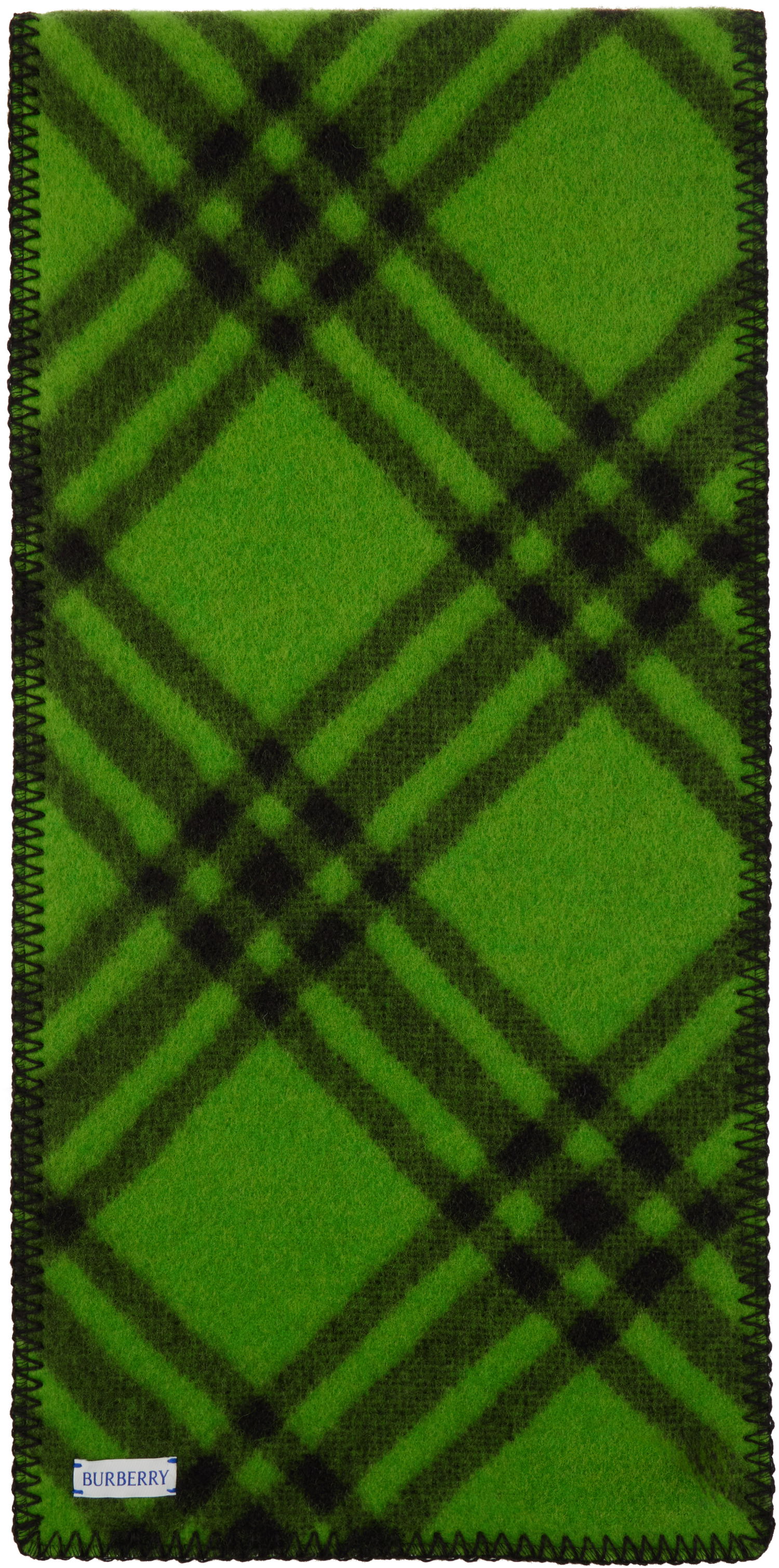 Šala Burberry Wool Scarf with Check Pattern Zelena | 8105481, 1