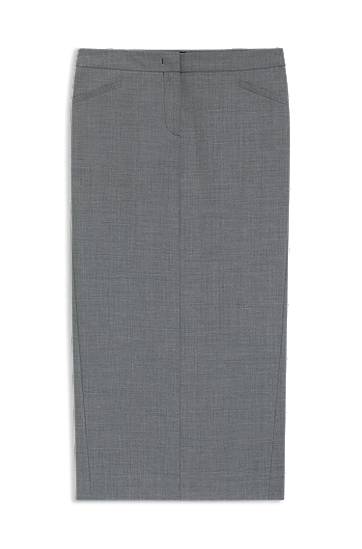 Krila BOSS Melange Virgin Wool Pencil Skirt Siva | 50541977