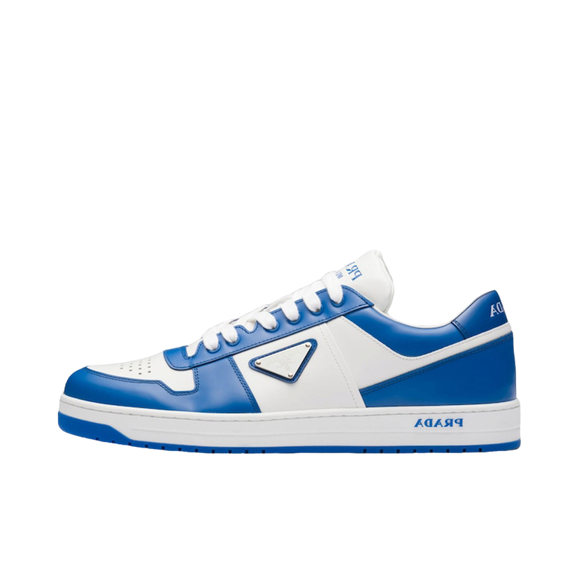 Superge in čevlji Prada Downtown Low Top Sneakers Leather White Cobalt Blue Modra | 2EE364_3LKG_F098Z