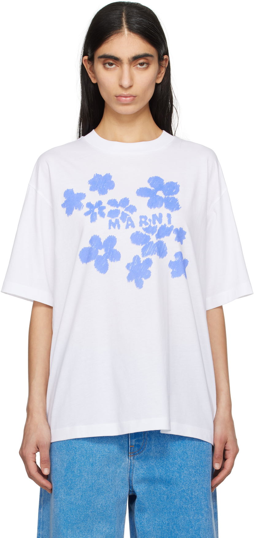 Majica Marni Marni Daisy Garden Cotton T-Shirt Bela | THJET49P09 USCX40