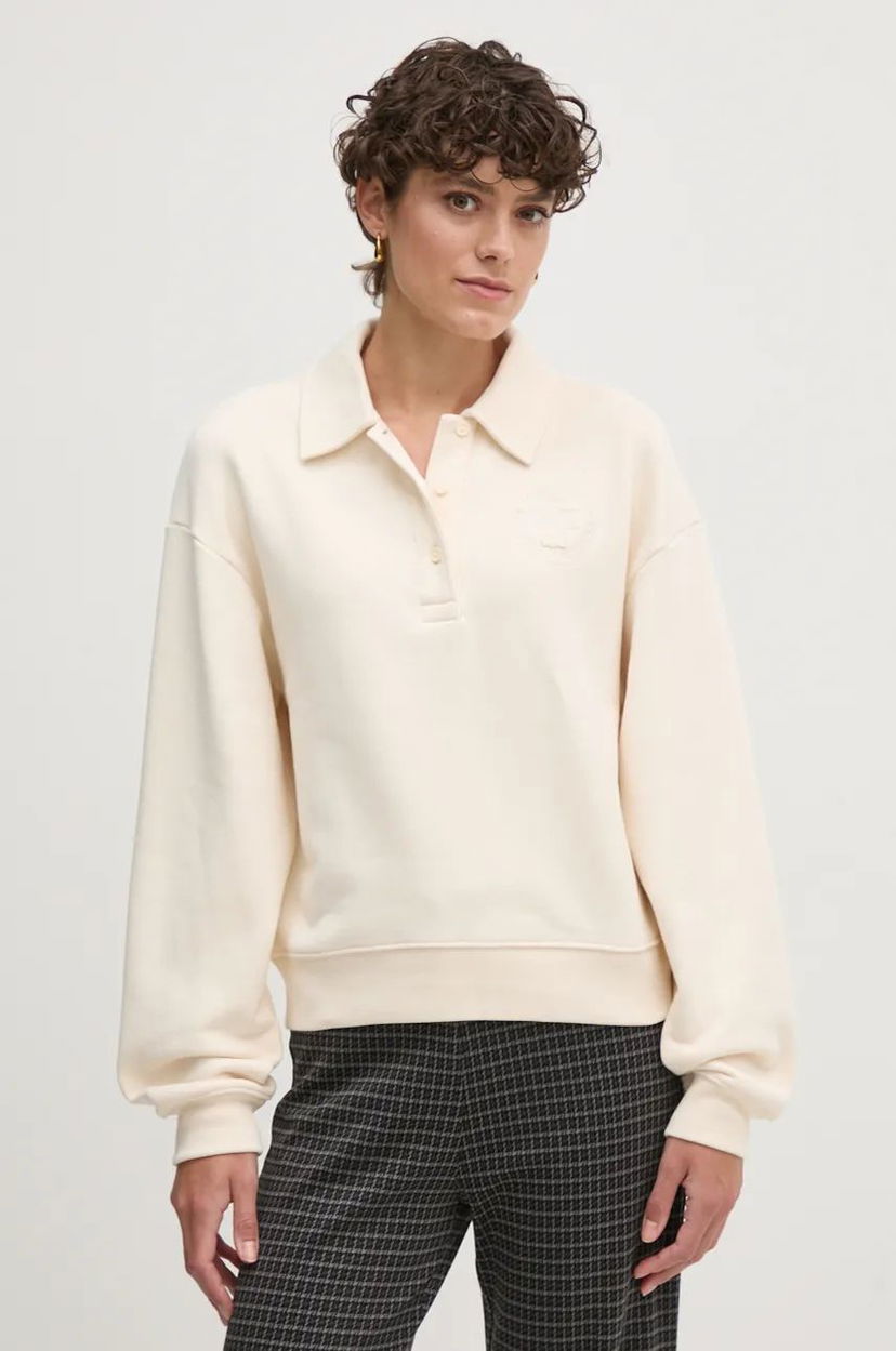 Pulover Lacoste Women's Beige Polo Neck Sweatshirt Bež | SF2641