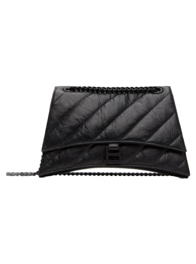 Torba za čez ramo Balenciaga Medium Crush Chain Bag Črna | 716393 210IY