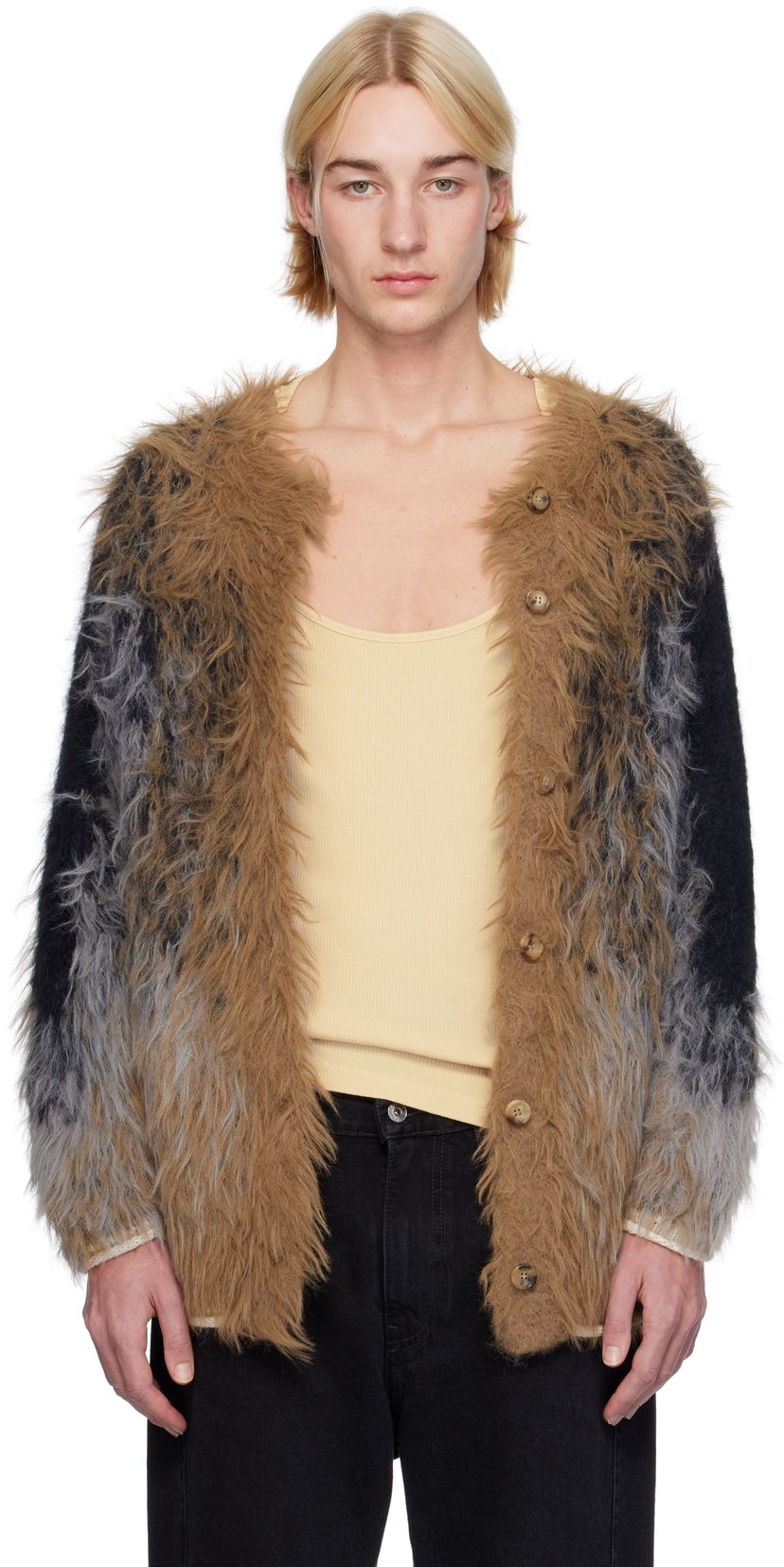 Pleteni pulover Y/PROJECT Gradient Hairy Cardigan Rjava | 106CN003