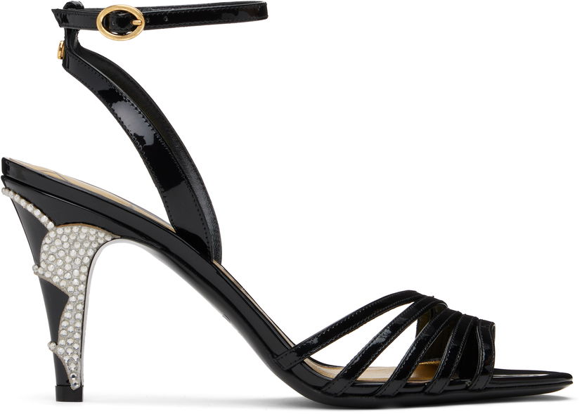 Modni dodatki Valentino Valentino Garavani Ladycrush Patent Leather Heeled Sandals Črna | 6W2S0LD3SWK