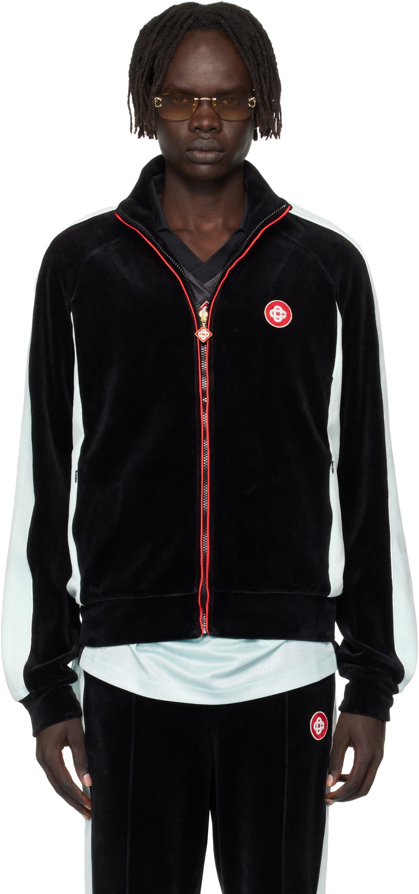 Jakna Casablanca Casablanca Velour Track Jacket Črna | MPF25-JTP-395-01