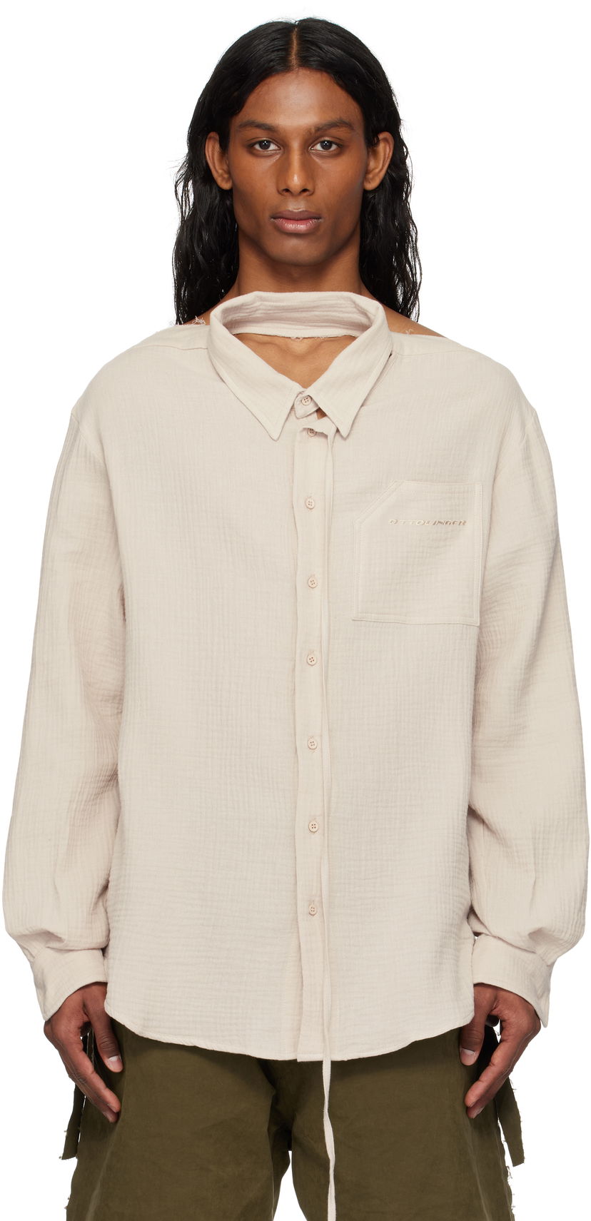 Srajce Ottolinger Ottolinger Oversized Cut-Out Mousseline Shirt Bež | 111-400411-01