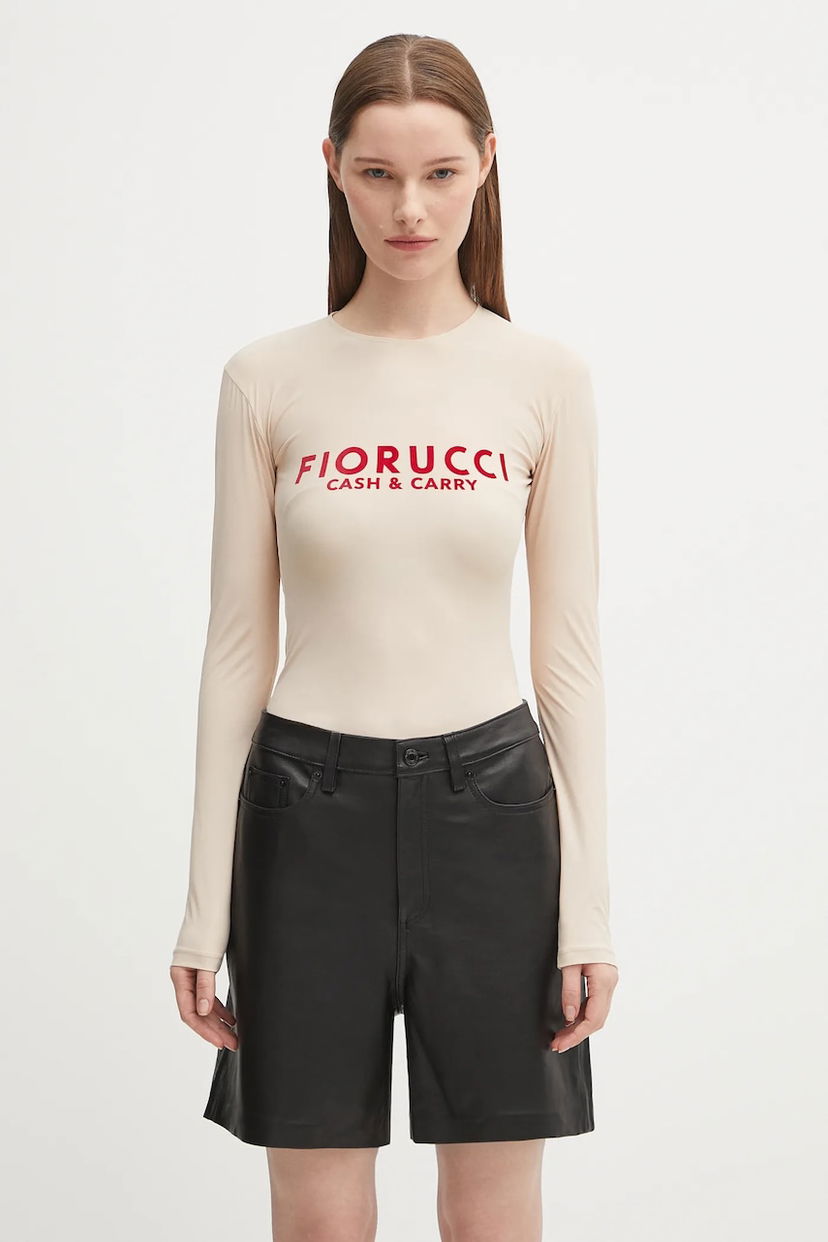 Majica Fiorucci Fiorucci Cash & Carry Long Sleeve T-Shirt Bež | W02FPTBO430LY01NA01
