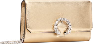 Denarnica Jimmy Choo Jimmy Choo Wallet on a Chain with Crystal Buckle Kovinski | WALLET W/CHAIN, 4