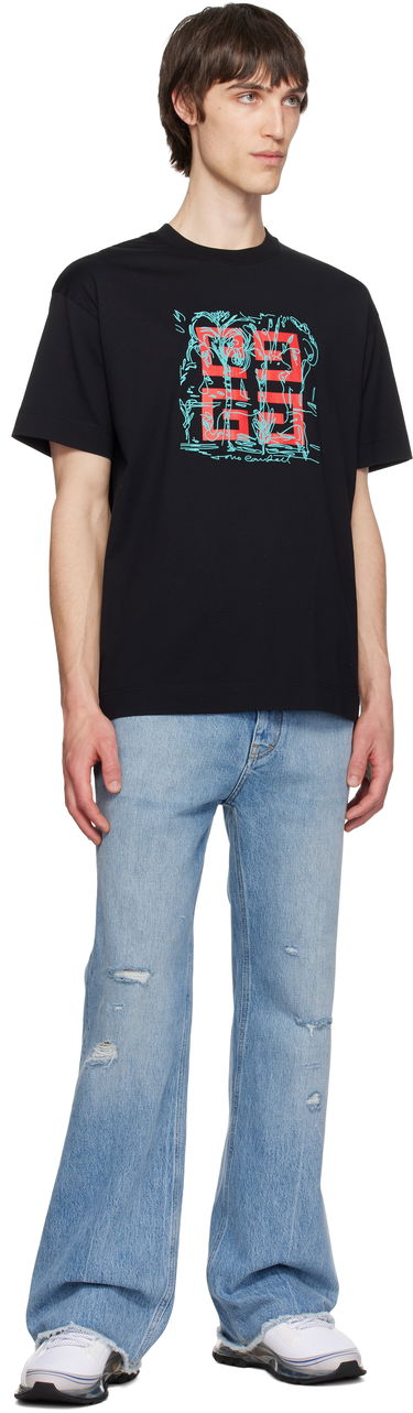 Majica Givenchy Givenchy 4G Sketch Print Regular Fit T-Shirt Črna | BM71MG3YQD001, 3