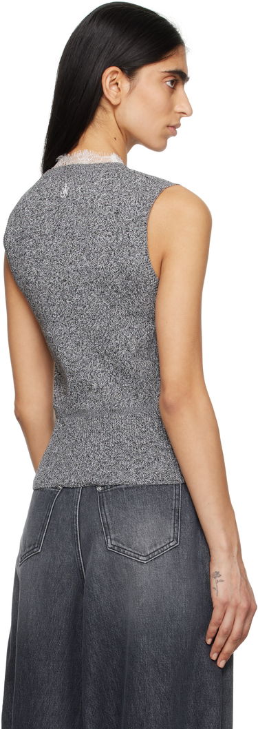 Pleteni pulover JW Anderson JW Anderson V-Neck Lace Trim Vest Siva | KW1357-YN0324, 2