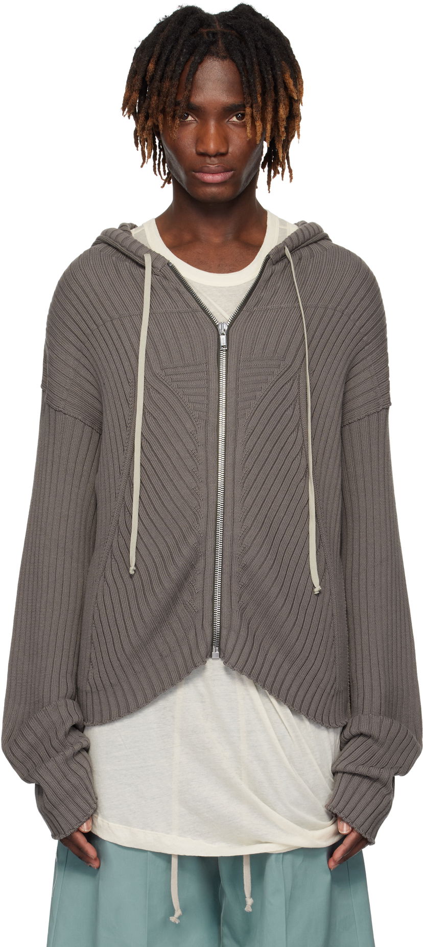 Pulover Rick Owens Rick Owens Hollywood Zip Hoodie Siva | RU01E5614 KEC