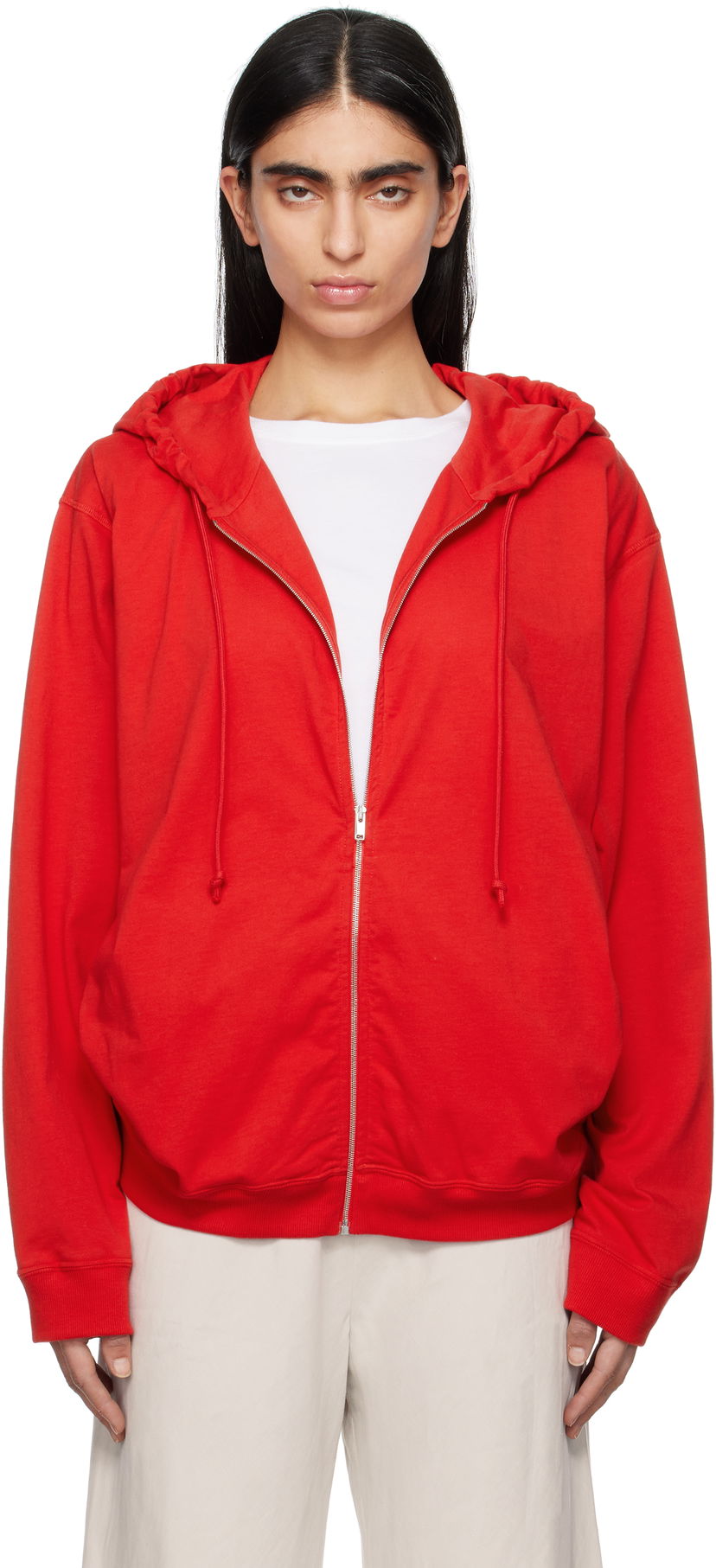 Pulover The Row The Row Rosy Zip-Up Hoodie Rdeča | 8877-K643