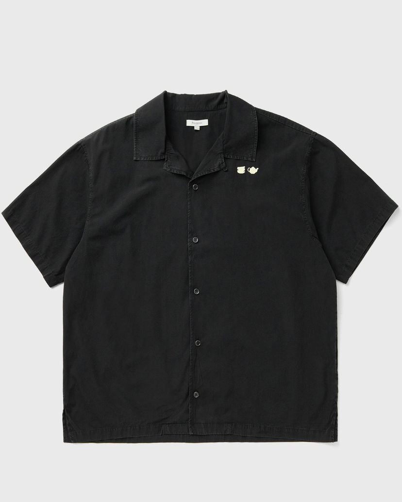 Srajce JW Anderson Teacup and Teapot Embroidered Camp Collar Short Sleeve Shirt Črna | SH0371-PG1823-781