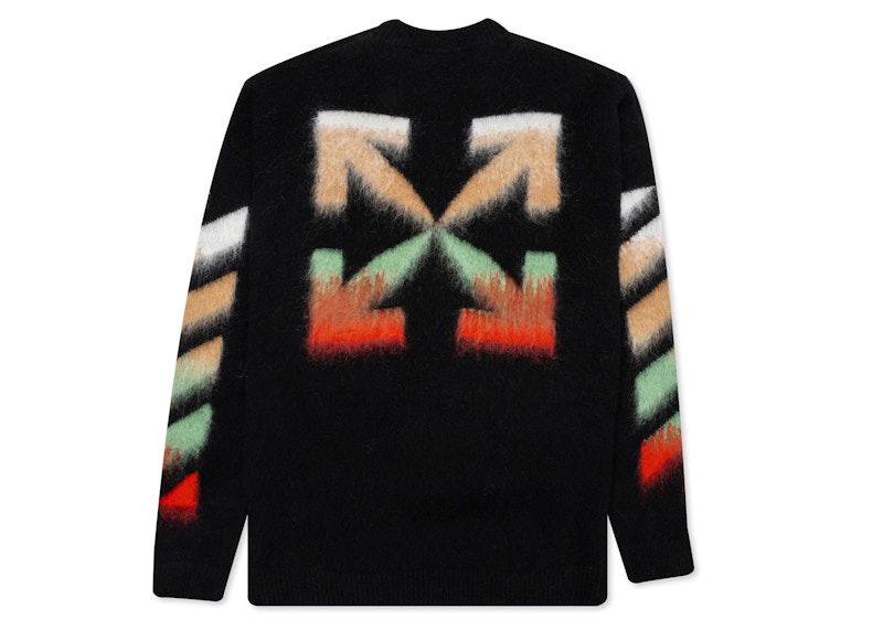 Pleteni pulover Off-White Diagonal Arrows Motif Sweater Črna | OMHA036R21KNI0011084