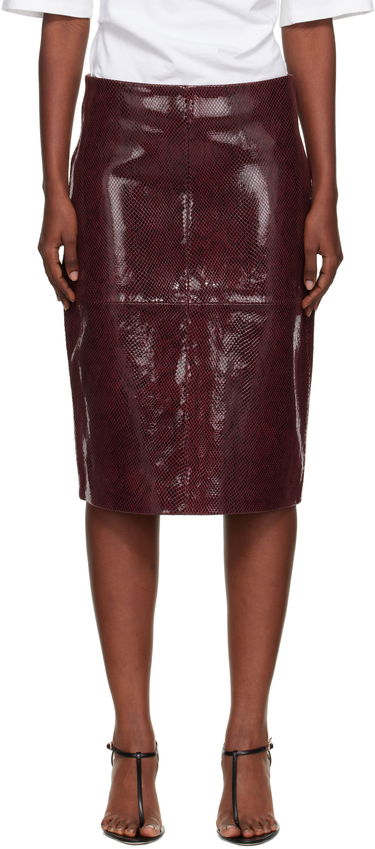 Krila Róhe Róhe Snake Leather Midi Skirt Bordo | 416-32-166, 0