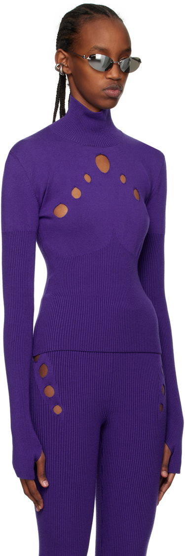 Pleteni pulover Jean Paul Gaultier Jean Paul Gaultier Cutout Turtleneck Top Lila | 22/09-F-PL022-M035, 1