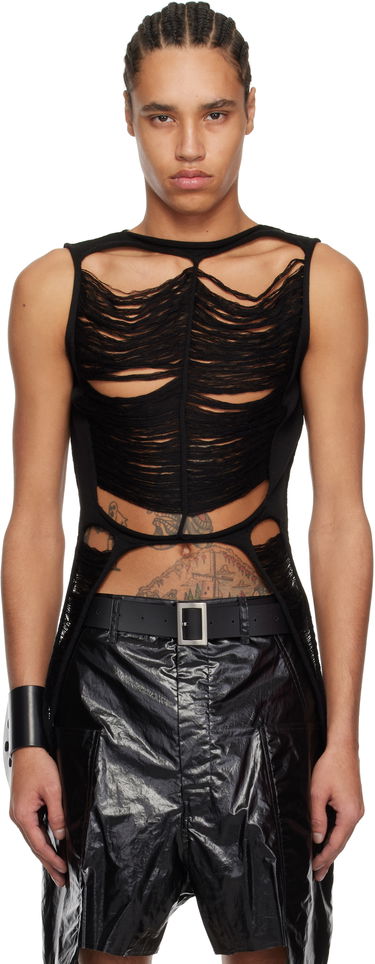 Majica brez rokavov Rick Owens Rick Owens Hollywood SL Cutout Tank Top Črna | RR01E5670 KGRIDM, 0