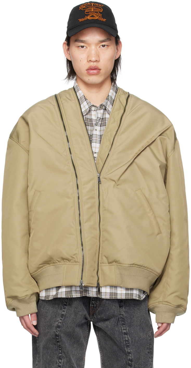 Bomber jakna Y/PROJECT Beige Double Zip Bomber Jacket Bež | 203JA002