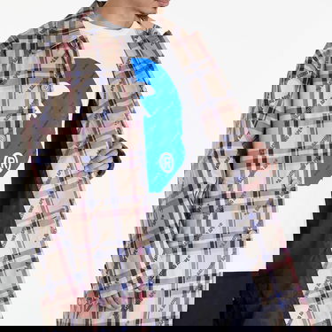 Jakna BAPE A BATHING APE Logo Check Pattern Long Coat Beige Bež | 001LJJ801055I BEI, 1
