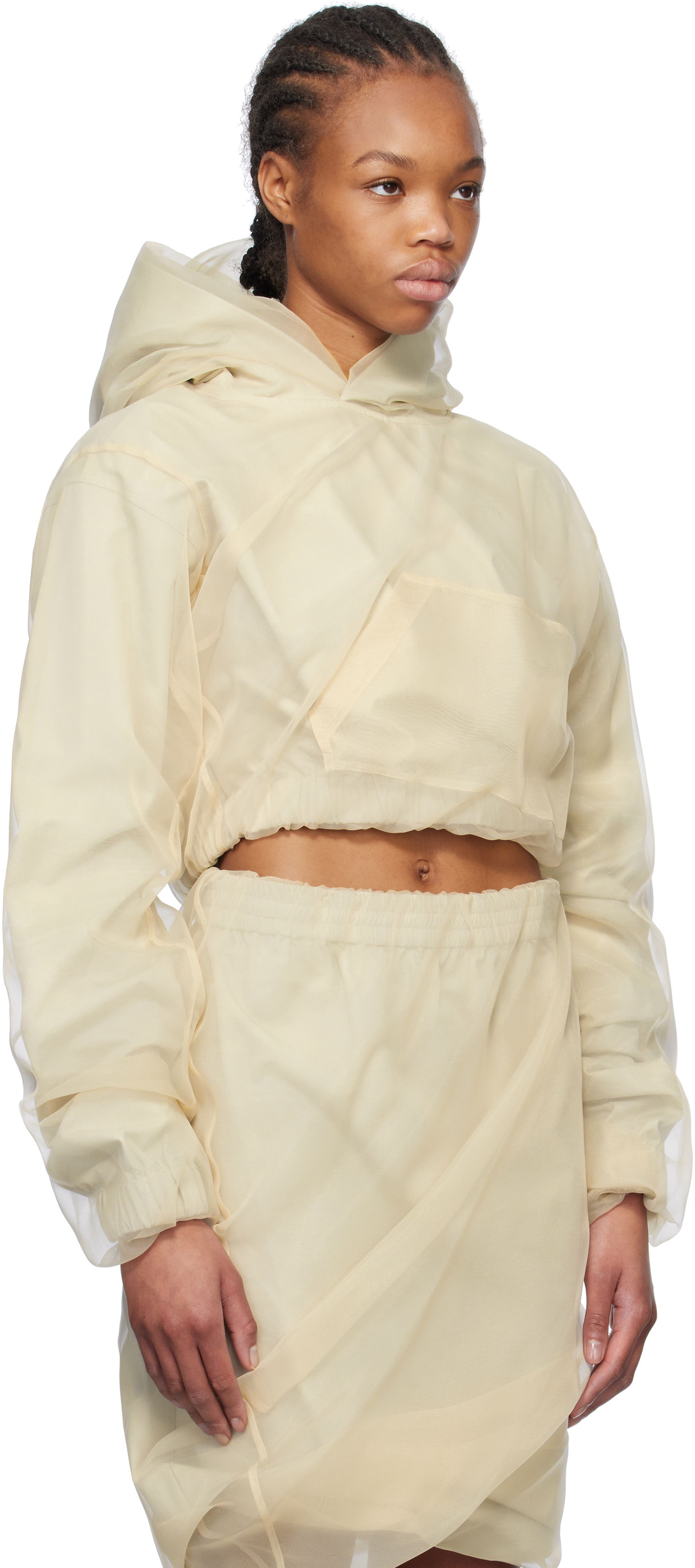 Krila We11done We11done Layered Cropped Hoodie Bež | WD-BL0-25-117-W-BG, 1