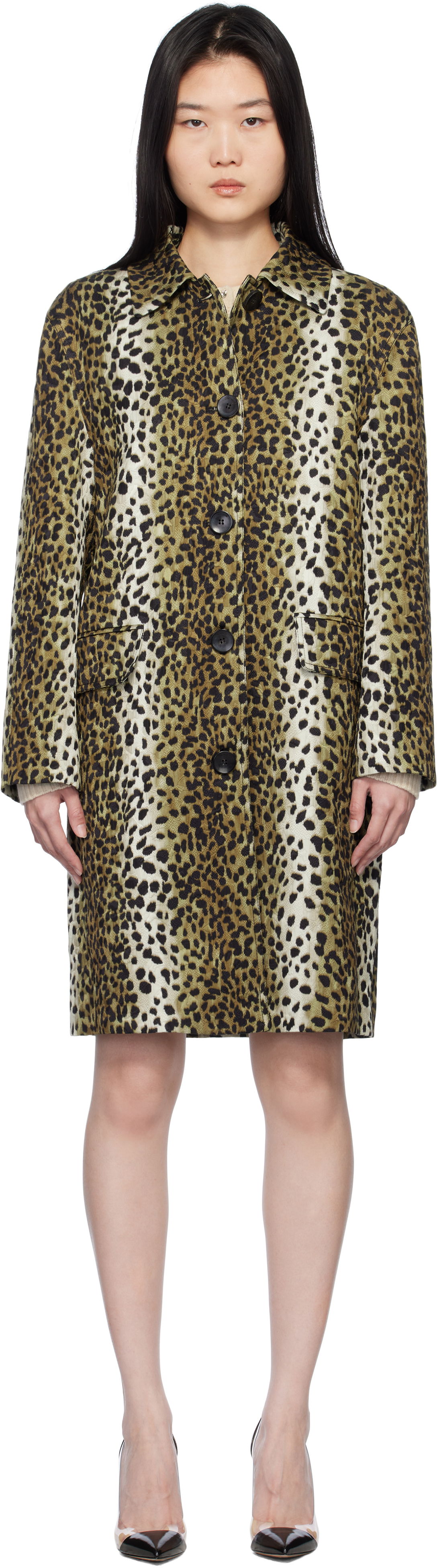 Plašči Blumarine Blumarine Printed Jacquard Coat Rjava | P522S093A, 0