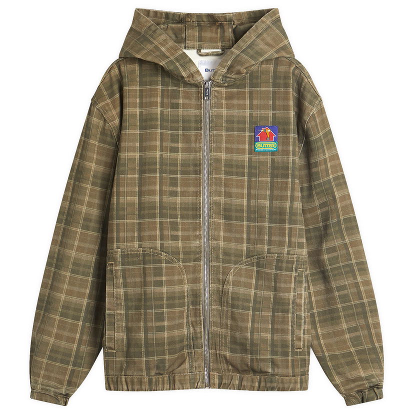 Jakna Butter Goods Butter Goods Work Jacket Washed Plaid, Size Large Zelena | BG252604-PLA