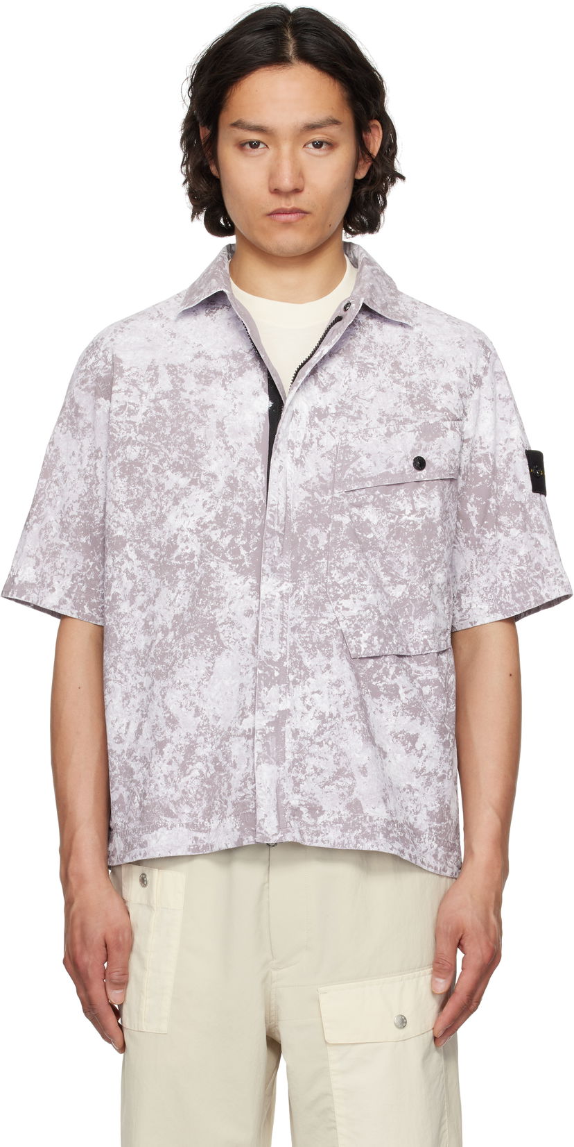 Srajce Stone Island Stone Island Pigment Tela 'Paraducte' Stretch-TC Short Sleeve Shirt Siva | K1S15 1100013 S0143