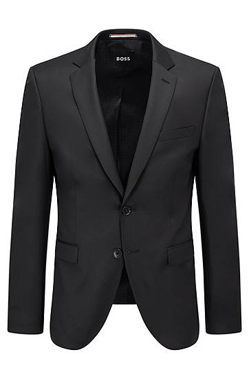 Jakna BOSS Extra-Slim Fit Virgin Wool Serge Suit Jacket Črna | 50469181